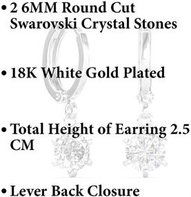 img 2 attached to 💎 Jade Marie Deserving Silver Drop Hoop Earrings: 18k White Gold Plated Dangle Earrings with Swarovski Crystals, Sparkling Hoop Earrings