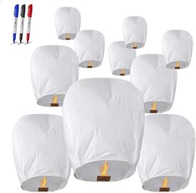 img 4 attached to 🏮 10-Pack of Chinese Sky Lanterns - White Memorial Wish Lanterns for Sky Release and Floating