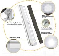 🔦 closet light motion activated - 10 led motion sensor battery operated magnetic under cabinet lights - wireless stick up night lights bar for closet kitchen логотип