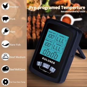 img 3 attached to 🌡️ KULUNER TP-03 Dual Probes Large LCD Backlight Digital Cooking Meat Thermometer with Timer Alarm Mode - Ideal Outdoor Grilling Thermometer for Candy, Frying, BBQ, and Oven