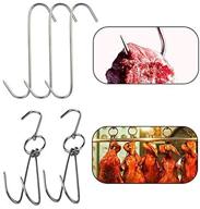 🔪 tinsow stainless steel hooks for meat processing and bbq grill cooking - 2 double hooks + 3 s-hooks for bacon, hams, and hanging drying logo