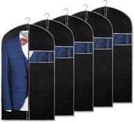 👔 set of 5 syeeiex 40-inch garment bags suit covers for men - travel and closet storage with clear window - ideal for suits, coats, and men's attire (black) логотип