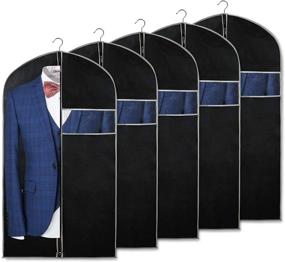 img 4 attached to 👔 Set of 5 Syeeiex 40-Inch Garment Bags Suit Covers for Men - Travel and Closet Storage with Clear Window - Ideal for Suits, Coats, and Men's Attire (Black)