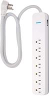 🔌 ge ultrapro 7-outlet surge protector: designer braided extension cord, 6 ft, 1080 joules, ul listed, white (41353) - efficient wall-mounted protection logo