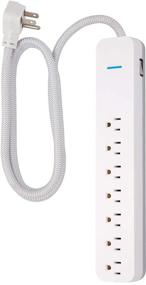 img 4 attached to 🔌 GE UltraPro 7-Outlet Surge Protector: Designer Braided Extension Cord, 6 Ft, 1080 Joules, UL Listed, White (41353) - Efficient Wall-Mounted Protection