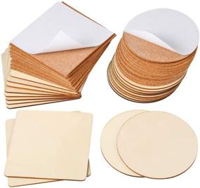 img 4 attached to Caydo 20PCS Unfinished Wood Slices & Self-Adhesive Corks Set: Perfect for DIY Coasters, Crafts, and Home Decor - 4 Inch
