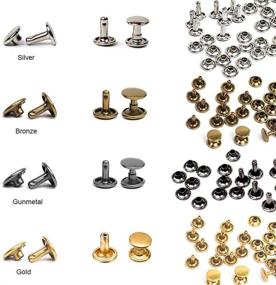 img 2 attached to 🧵 Premium Leather Rivets Kit: 420 Sets Double Cap Brass Rivets Leather Studs with 3PCS Setting Tools for Leather Repair & Crafts - 4 Colors & 3 Sizes Jetmore