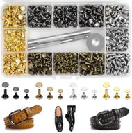 🧵 premium leather rivets kit: 420 sets double cap brass rivets leather studs with 3pcs setting tools for leather repair & crafts - 4 colors & 3 sizes jetmore logo