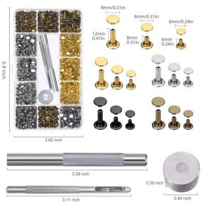 img 3 attached to 🧵 Premium Leather Rivets Kit: 420 Sets Double Cap Brass Rivets Leather Studs with 3PCS Setting Tools for Leather Repair & Crafts - 4 Colors & 3 Sizes Jetmore