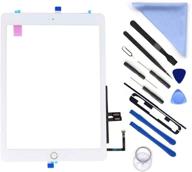 ipad 9.7-inch 2018 touch screen digitizer repair kit - 6th gen a1893 a1954 - home button included - (lcd not included) + pre-installed adhesive + tools (white) logo