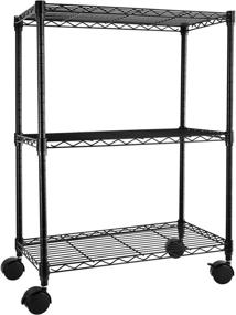 img 4 attached to 📦 Simple Deluxe Heavy Duty 3-Shelf Shelving with Wheels - Adjustable Steel Wire Rack for Easy Storage and Organization, 23" W x 13" D x 30" H, Black