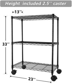 img 3 attached to 📦 Simple Deluxe Heavy Duty 3-Shelf Shelving with Wheels - Adjustable Steel Wire Rack for Easy Storage and Organization, 23" W x 13" D x 30" H, Black
