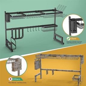img 2 attached to 🧼 BASSTOP Over The Sink Dish Drying Rack: Adjustable 2-Tier Dish Drainer for Efficient Kitchen Organization and Utensil Storage