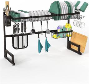 img 3 attached to 🧼 BASSTOP Over The Sink Dish Drying Rack: Adjustable 2-Tier Dish Drainer for Efficient Kitchen Organization and Utensil Storage