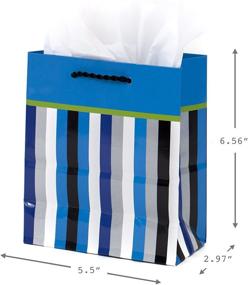 img 2 attached to 🎁 Hallmark 6" Small Gift Bag - Stylish Blue, Black, and Gray Striped Design for Celebrations & Gifting