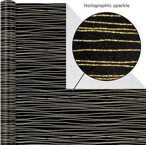 img 2 attached to Hallmark Premium Wrapping Paper Bundle - Marble, Sparkly Black, Antiqued Marigold (3-Pack: 85 sq. ft. ttl.) with Cut Lines on Reverse - Perfect for Christmas, Graduations, Birthdays, Weddings, Bridal Showers