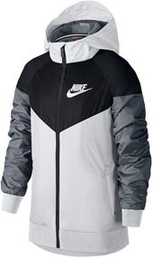 img 4 attached to Stylish NIKE Sportswear Windrunner Jacket in White - Perfect for Boys' Clothing!