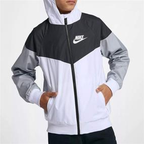 img 2 attached to Stylish NIKE Sportswear Windrunner Jacket in White - Perfect for Boys' Clothing!