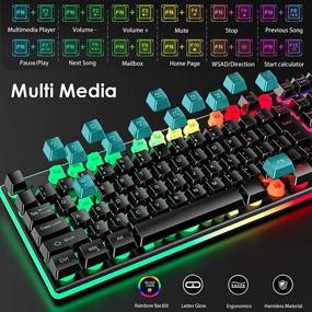 img 3 attached to 🌈 Redroman Chroma Wireless Gaming Keyboard: Rechargeable Rainbow Backlit, Waterproof, Ergonomic 106 Keys with 7 LED Color Changing - Compatible with PS4 Xbox, Windows, Mac OS