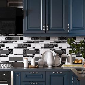 img 3 attached to Enhance Your Kitchen and Bathroom Décor with Black and White Peel and Stick Backsplash Tiles - Easy & Removable Kitchen Wallpaper