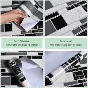 img 1 attached to Enhance Your Kitchen and Bathroom Décor with Black and White Peel and Stick Backsplash Tiles - Easy & Removable Kitchen Wallpaper