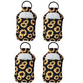 img 4 attached to Convenient Sunflower Neoprene Containers - Sanitizer Keyring by Ranxizy