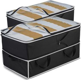 img 4 attached to 👚 Adjustable Sizes Expandable Clothes Storage Bags [70L Capacity] 2 Pack - Under Bed Storage or Large Clothing Storage Bag, Reinforced Carry Handles for Comforter, Blanket, Bedding