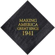 🎉 crisky 80th birthday disposable napkins - black and gold dessert beverage cocktail cake napkins - 80th birthday decoration party supplies for men - celebrating greatness since 1941 - pack of 50, folded 4.9"x4.9" logo