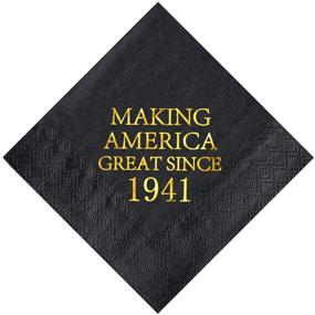 img 4 attached to 🎉 Crisky 80th Birthday Disposable Napkins - Black and Gold Dessert Beverage Cocktail Cake Napkins - 80th Birthday Decoration Party Supplies for Men - Celebrating Greatness since 1941 - Pack of 50, Folded 4.9"x4.9"