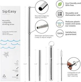 img 3 attached to 🥤 Sip Easy Reusable Metal Drinking Straws - 2-Pack with Portable Case (Silver)