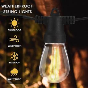 img 2 attached to 48FT LED Outdoor String Lights - SHISOP | Waterproof & Shatterproof | 15 Outdoor Edison String Lights for Wedding, Camper, Porch, Christmas Decor, Backyard | 1W LED Patio String Lights