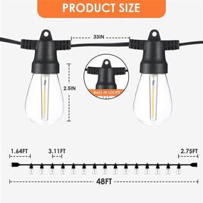 img 3 attached to 48FT LED Outdoor String Lights - SHISOP | Waterproof & Shatterproof | 15 Outdoor Edison String Lights for Wedding, Camper, Porch, Christmas Decor, Backyard | 1W LED Patio String Lights