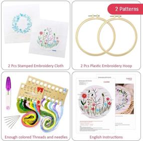 img 2 attached to 🧵 Beginner Friendly Embroidery Kit: 2 Pack with Plants Flowers Patterns, Hoops, Color Threads, and Tools