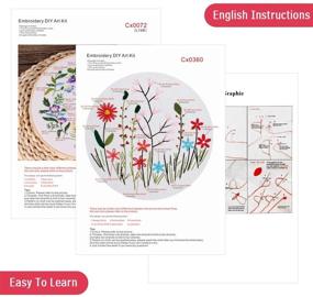 img 3 attached to 🧵 Beginner Friendly Embroidery Kit: 2 Pack with Plants Flowers Patterns, Hoops, Color Threads, and Tools