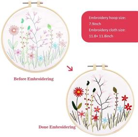 img 1 attached to 🧵 Beginner Friendly Embroidery Kit: 2 Pack with Plants Flowers Patterns, Hoops, Color Threads, and Tools