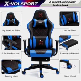 img 3 attached to Ultimate Comfort and Support: X-VOLSPORT High Back Gaming Chair with Footrest, Racing Style Fabric Ergonomic Computer Chair for Office and Video Games