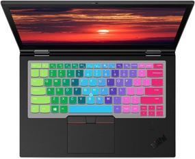 img 2 attached to 🌈 2 шт. накладка для клавиатуры для Lenovo Thinkpad X1 Carbon 5-го/6-го поколения 2019-2017, X1 Yoga 14", S2, A475, L460, L470, T460, T460p, T460s, T470, T470p, T470s, T480, T480S, L480 (Радуга + Прозрачный)