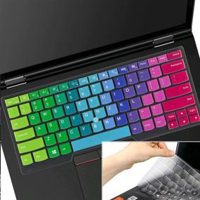 img 4 attached to 🌈 2 шт. накладка для клавиатуры для Lenovo Thinkpad X1 Carbon 5-го/6-го поколения 2019-2017, X1 Yoga 14", S2, A475, L460, L470, T460, T460p, T460s, T470, T470p, T470s, T480, T480S, L480 (Радуга + Прозрачный)