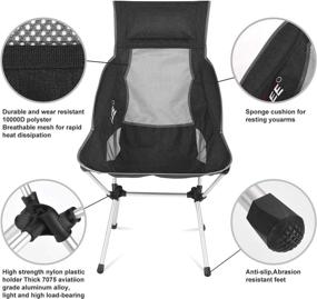 img 2 attached to 🪑 Black Portable Folding Camping Chairs: Heavy-Duty Lightweight with High Back by SUGARLEE, Ideal for Outdoor Use