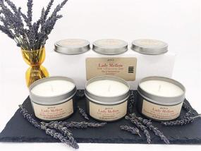 img 2 attached to Made in USA | Lady Mellow 100% Pure Soy Travel Tin Candle Set - The Lavender L Collection - 3-Pack