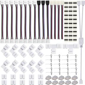 img 4 attached to 🔌 NIAVIKA LED Light Strip Connector Kits: 5050 RGB 4 Pin Connectors for Quick & Solderless Strip Light Connection - Complete 10mm Kits by NIAVIKA