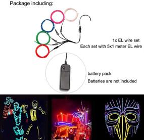 img 2 attached to 🎃 1 Pack Colorful El Wire Neon Strip Lights - 5 in 1 Meter Neon Glow Electroluminescent Wire for Halloween, Christmas Party, DIY Decoration...