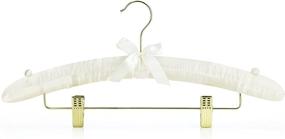 img 2 attached to ✨ Premium Ivory Satin Padded Pant Skirt Bar Clip Hangers for Weddings & More - Pack of 5 by Hangerworld