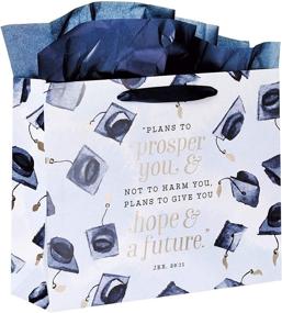 img 2 attached to Christian Art Gifts Navy Graduation Cap Gift Bag Set with Jeremiah 29:11 🎓 Bible Verse - Hope & A Future, Large Size includes Card and Tissue Paper