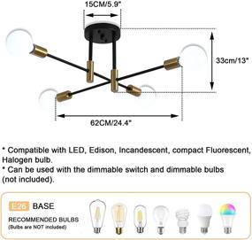 img 1 attached to Semi Flush Mount Sputnik Chandelier Ceiling Light Fixture - Mid Century Modern Industrial Pendant Lighting for Kitchen Dining Room Bedroom Living Room Foyer (4-Lights)