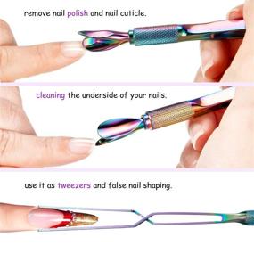 img 2 attached to 💅 Professional 2-Piece Nail Pinching Tool Set - Stainless Steel Cuticle Pusher & Shaper Tweezers for Nail Art Manicure and Pedicure