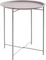 🪑 furnius foldable metal side table - small round end table, anti-rust and waterproof outdoor/indoor snack table, accent coffee table - height 20.28", diameter 16.38" - light grey логотип