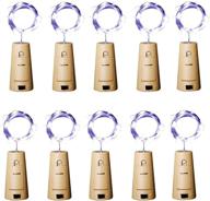 🍾 aluan 10 pack wine bottle lights with screwdriver - battery operated cork bottle string lights with 12 leds for party wedding christmas halloween bar jar lamp decor, cool white логотип