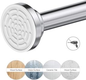 img 3 attached to 🚿 Ausemku Tension Shower Curtain Rod - 40-72 Inch, Rust-Free & Non-Slip Spring Tension Stainless Steel Rod for Bathroom, Kitchen - No Drilling Required