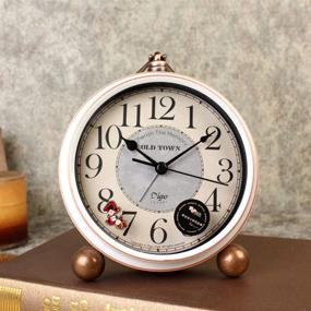 img 3 attached to 🕰️ Small Decorative Vintage Quartz Analog Clock, Non Ticking, Silent Desk Clocks Mantel with Large Numerals, Battery Operated - Beige